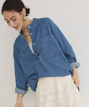 ブルー【バンドカラー】model：168cm 着用サイズ：F