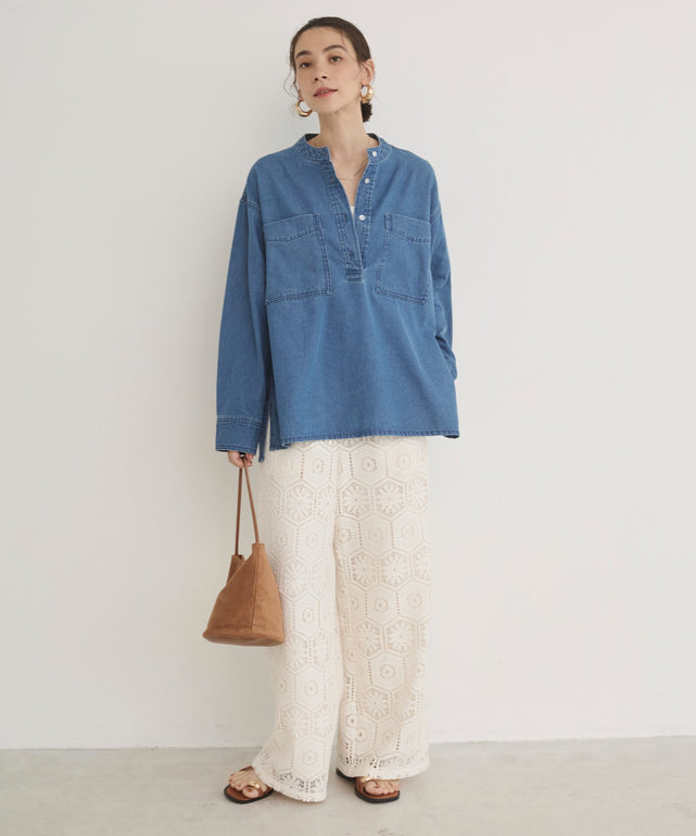 デニムプルオーバーシャツ