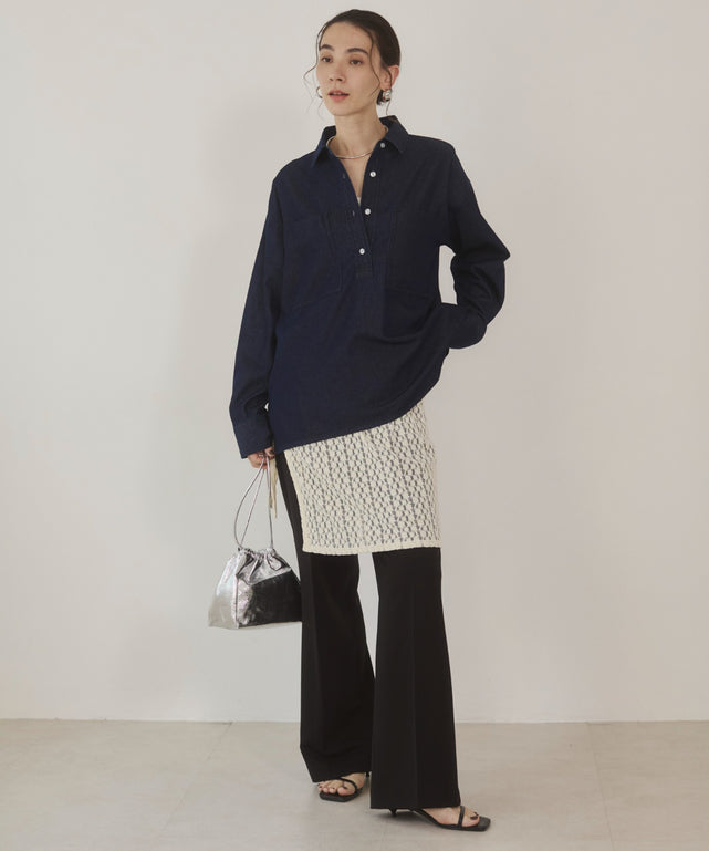 デニムプルオーバーシャツ