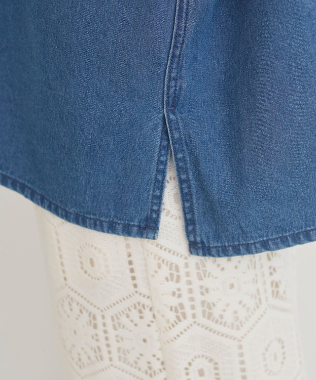 デニムプルオーバーシャツ