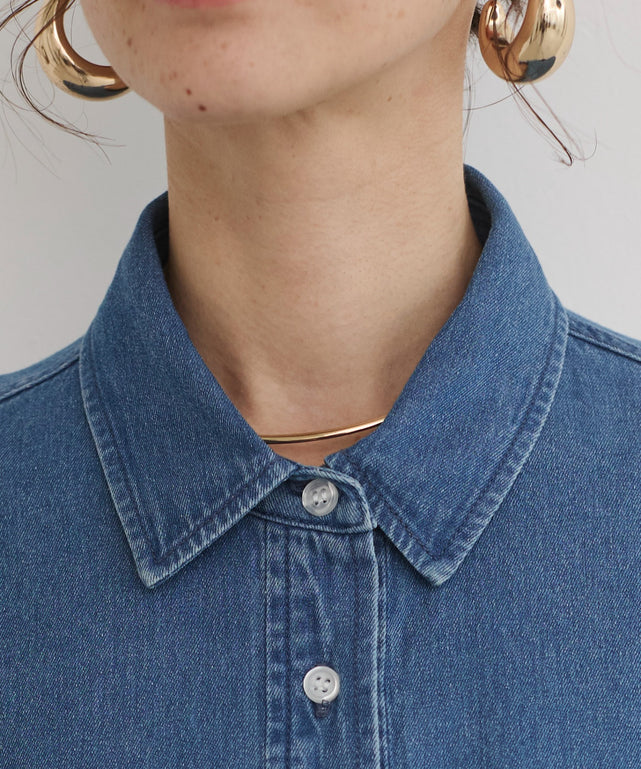 デニムプルオーバーシャツ