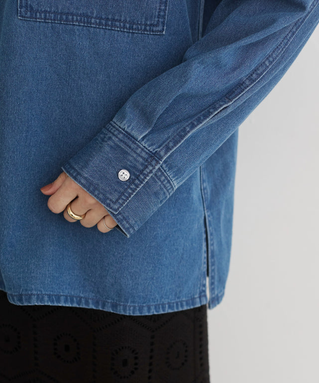 デニムプルオーバーシャツ