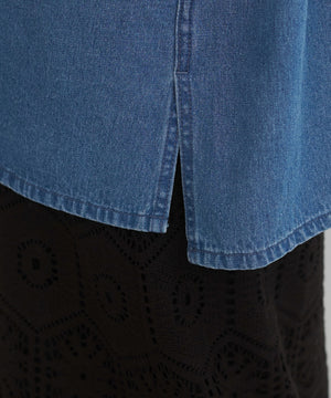 デニムプルオーバーシャツ