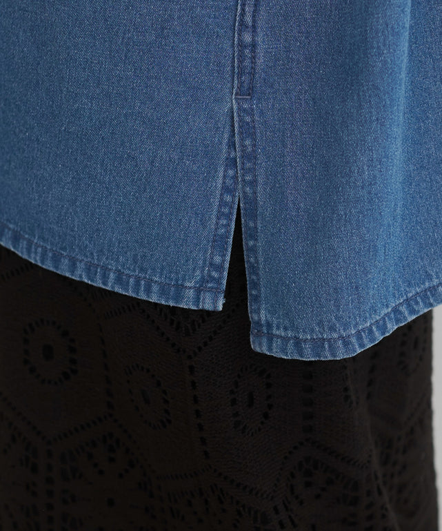 デニムプルオーバーシャツ