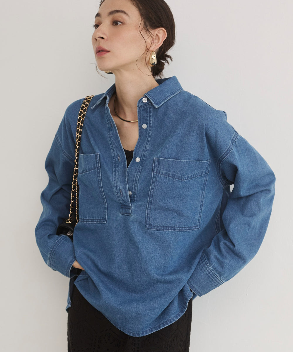 デニムプルオーバーシャツ