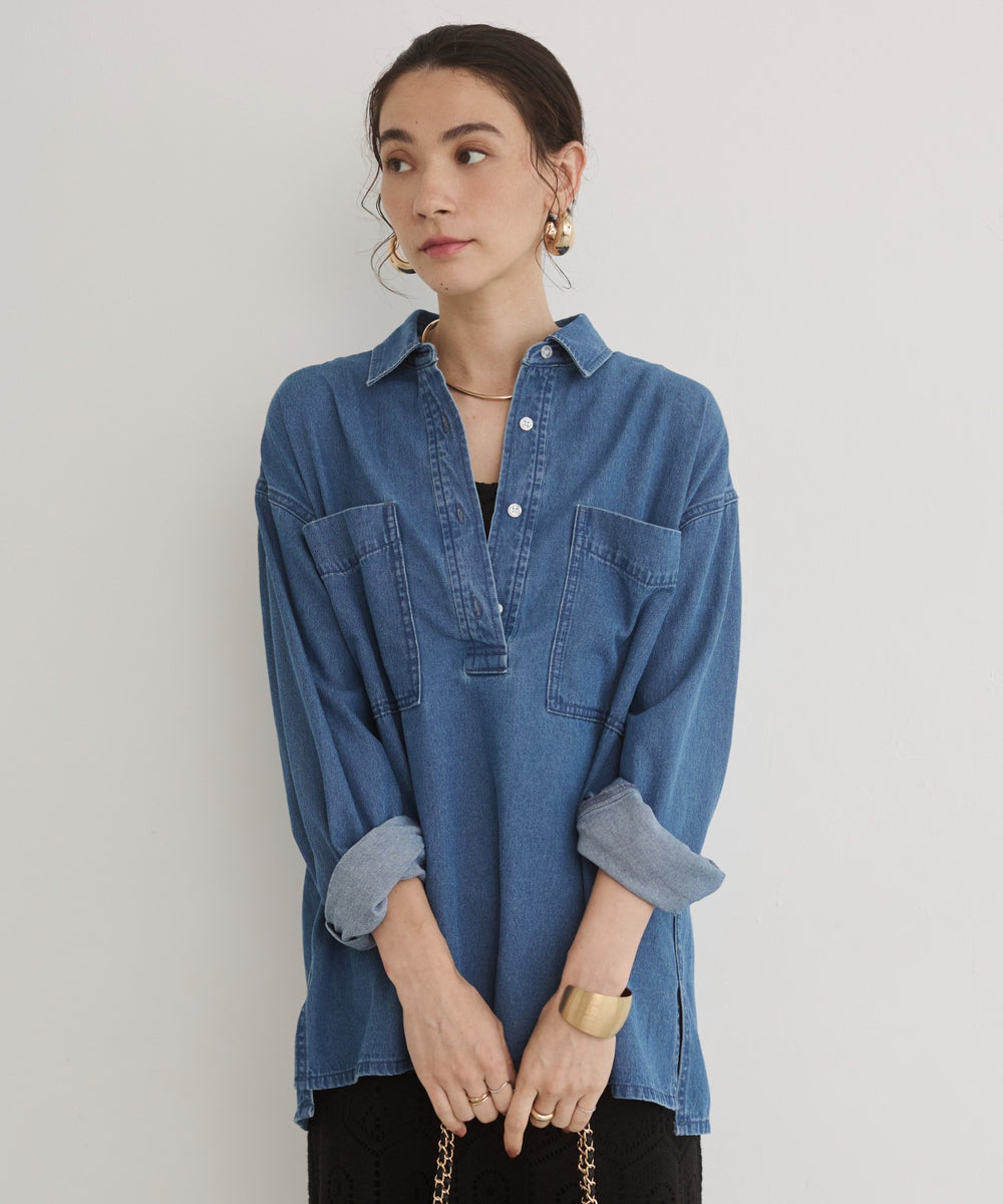 デニムプルオーバーシャツ