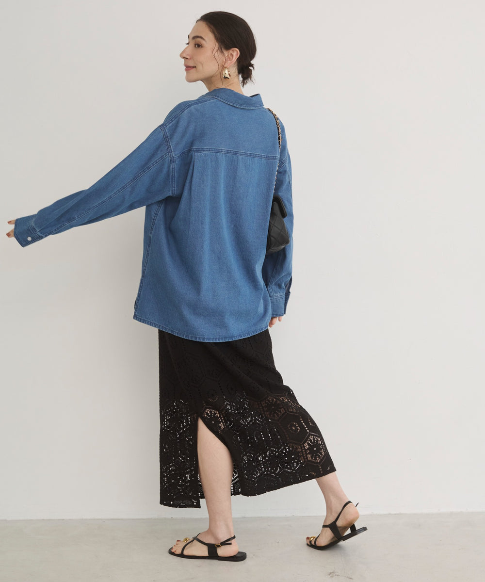 デニムプルオーバーシャツ