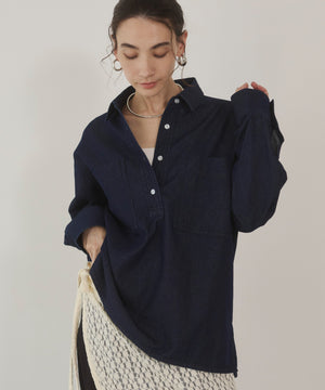 デニムプルオーバーシャツ