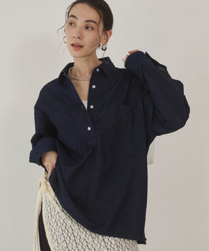 デニムプルオーバーシャツ