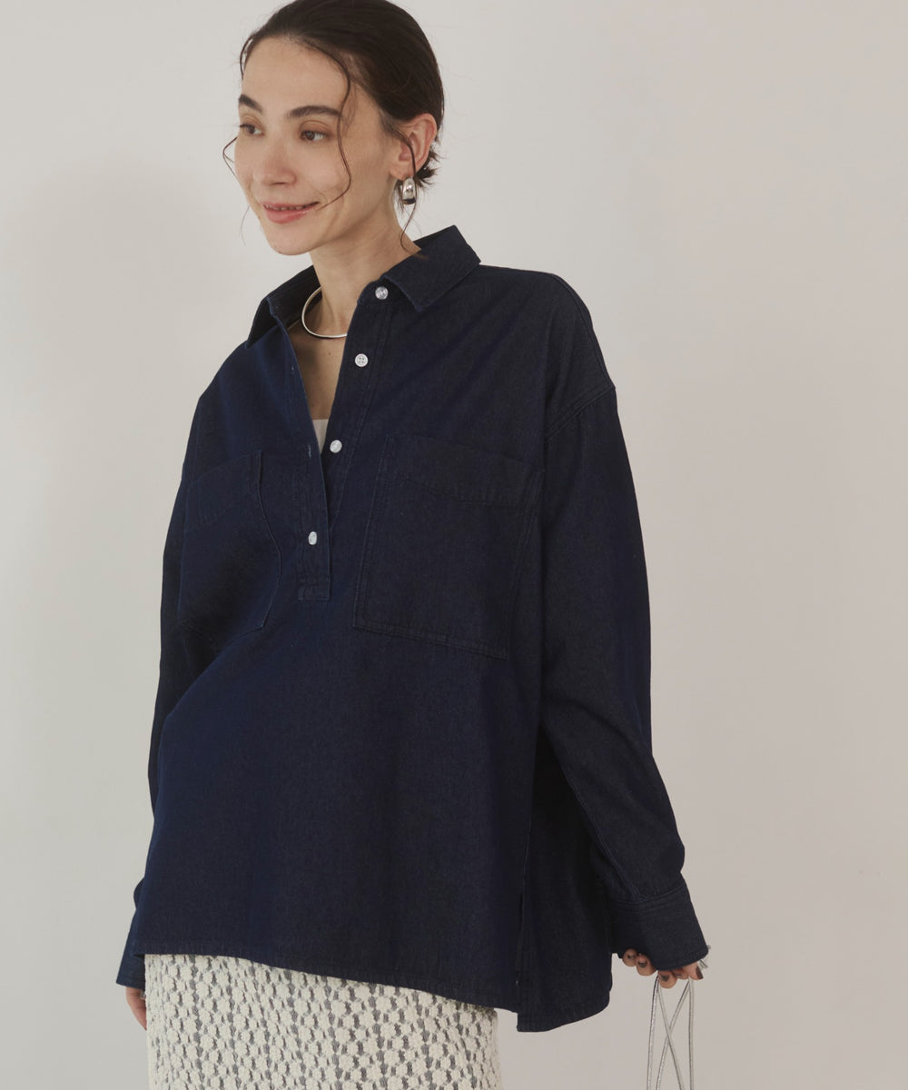 デニムプルオーバーシャツ