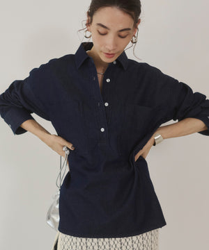 デニムプルオーバーシャツ