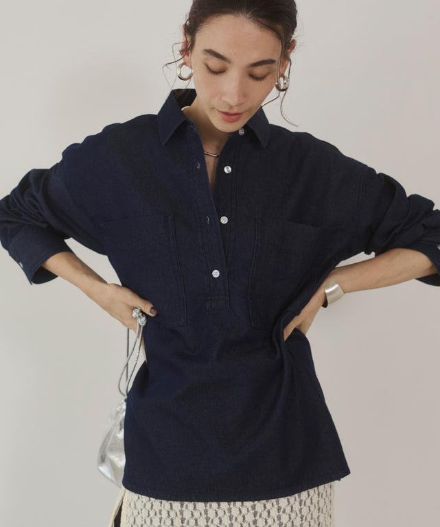 デニムプルオーバーシャツ