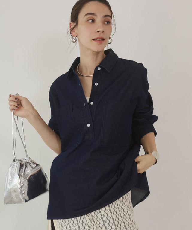 デニムプルオーバーシャツ