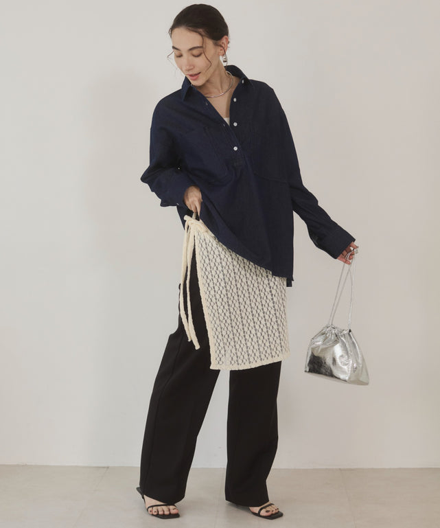 デニムプルオーバーシャツ