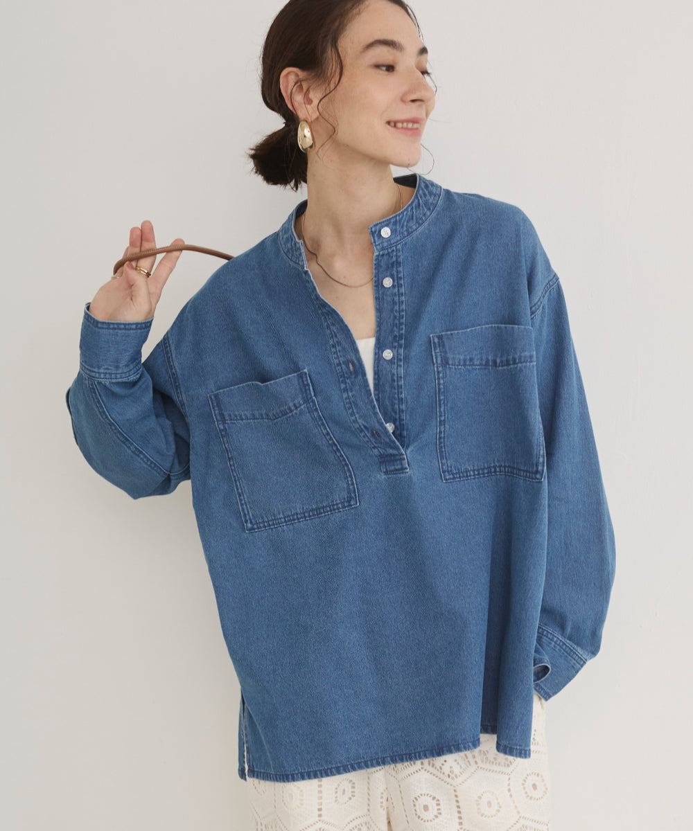 デニムプルオーバーシャツ