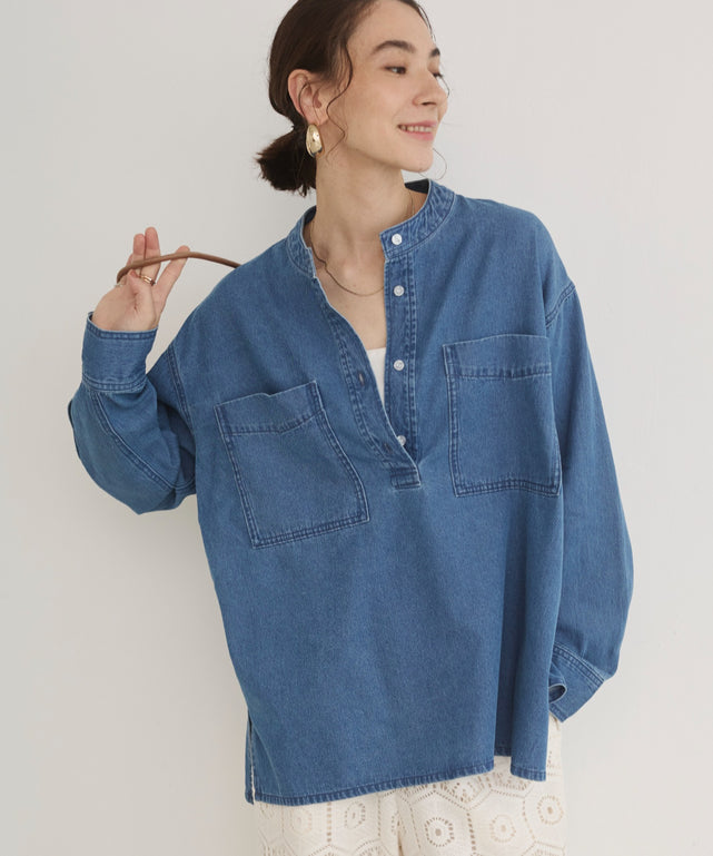 デニムプルオーバーシャツ