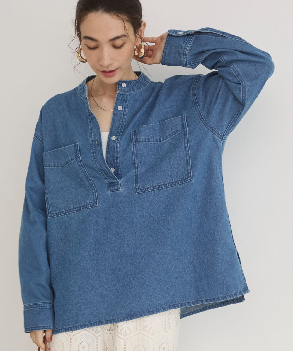 デニムプルオーバーシャツ
