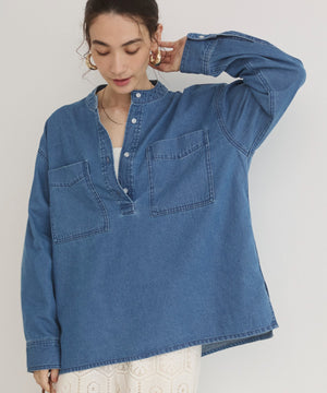 デニムプルオーバーシャツ