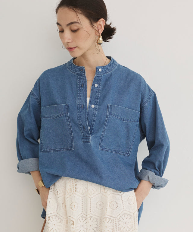 デニムプルオーバーシャツ