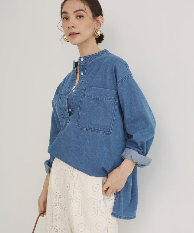 デニムプルオーバーシャツ