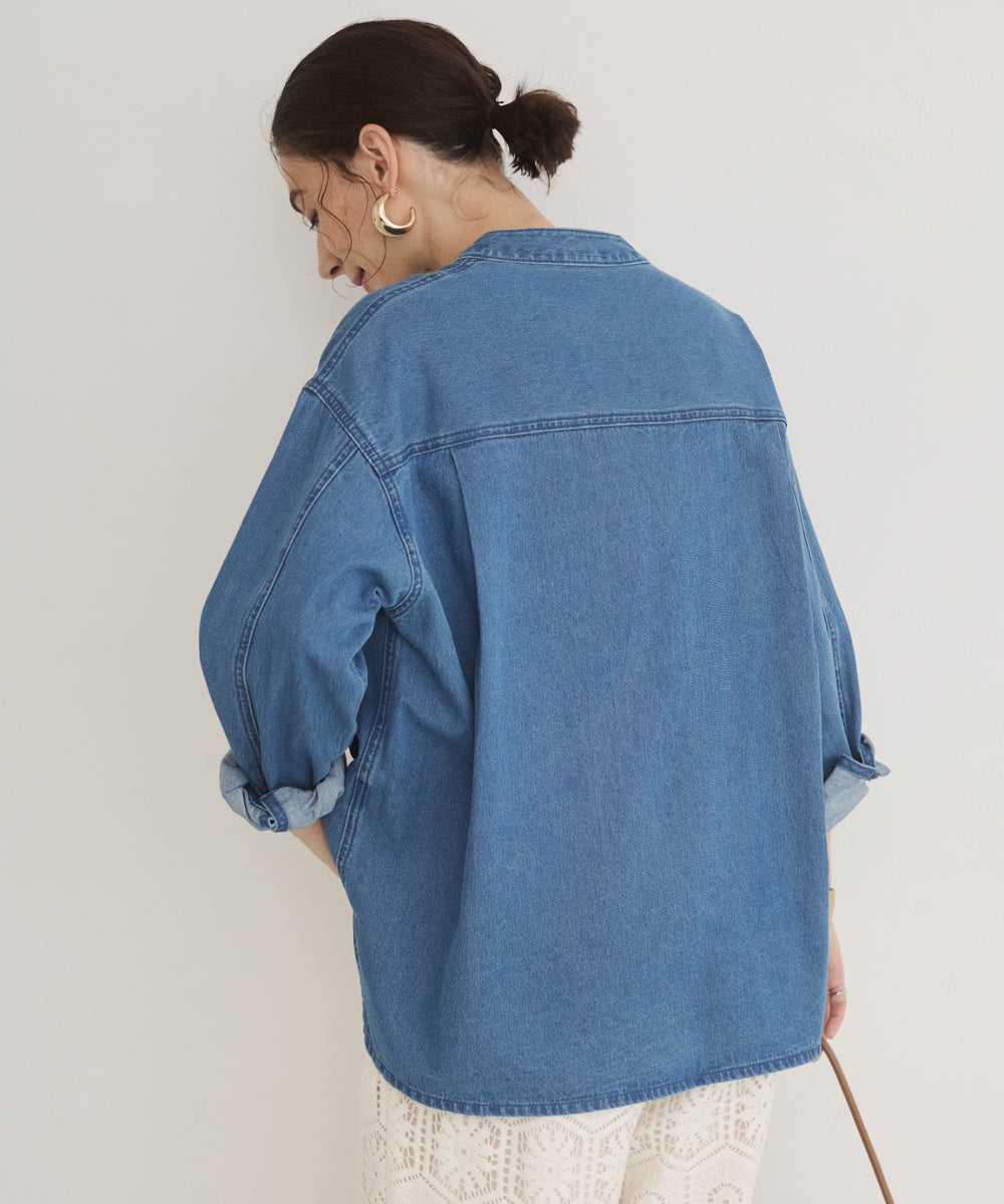 デニムプルオーバーシャツ