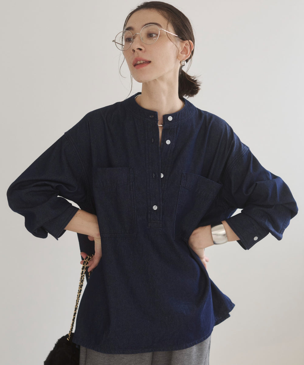 デニムプルオーバーシャツ