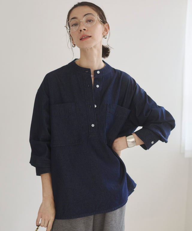 デニムプルオーバーシャツ