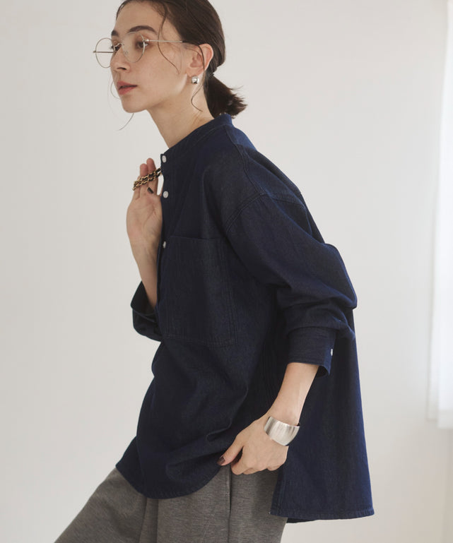 デニムプルオーバーシャツ