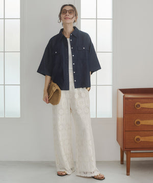 オーバーサイズデニム半袖シャツ
