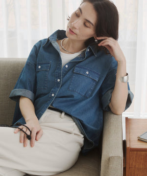 オーバーサイズデニム半袖シャツ