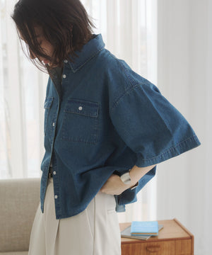 オーバーサイズデニム半袖シャツ