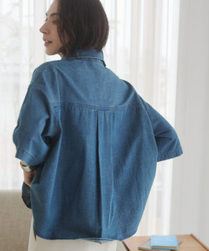 オーバーサイズデニム半袖シャツ