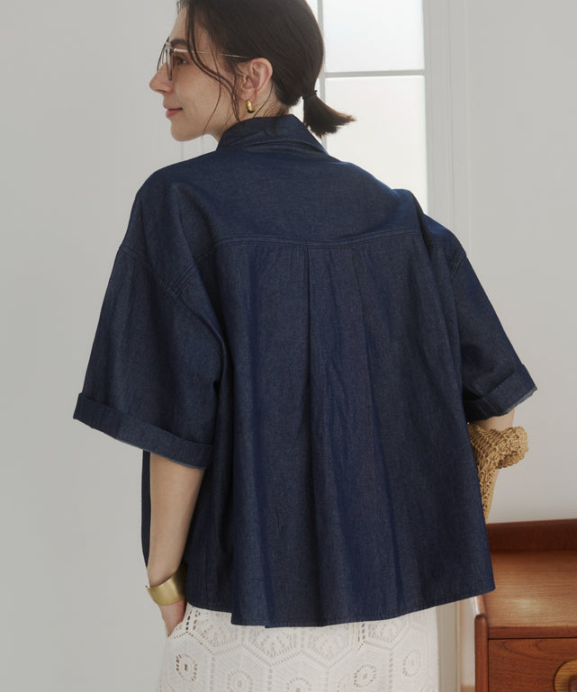 オーバーサイズデニム半袖シャツ
