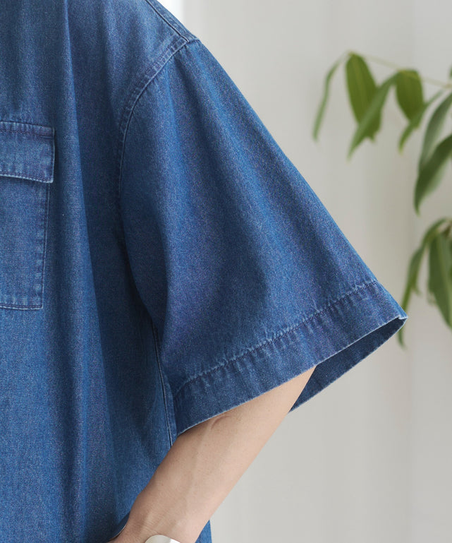 オーバーサイズデニム半袖シャツ