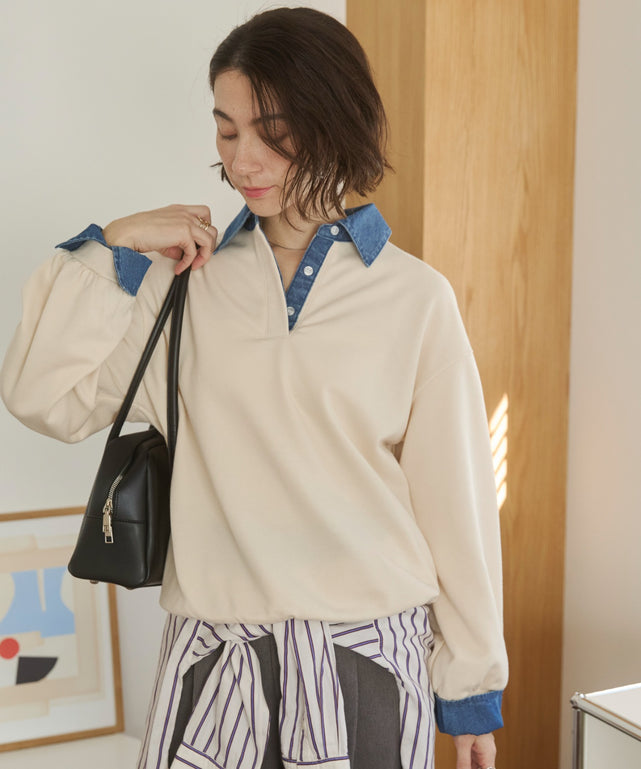 デニム襟スウェット