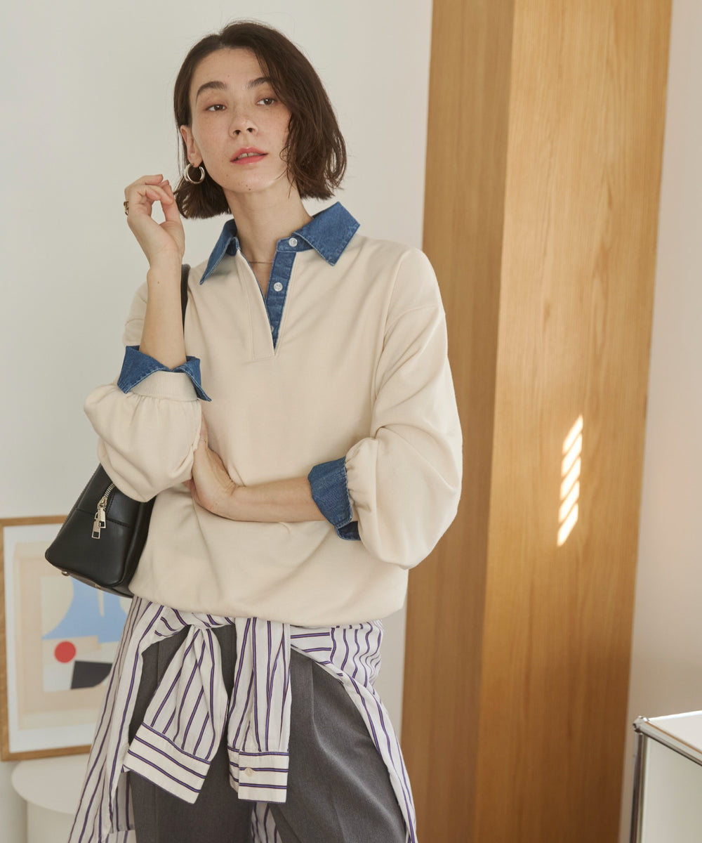 デニム襟スウェット