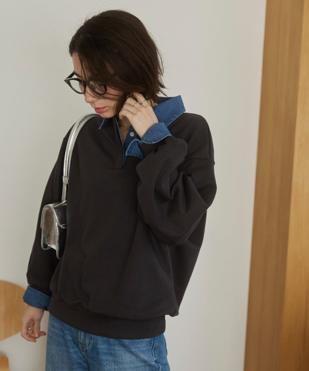 デニム襟スウェット