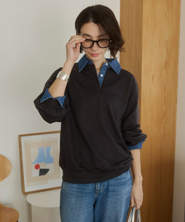 デニム襟スウェット