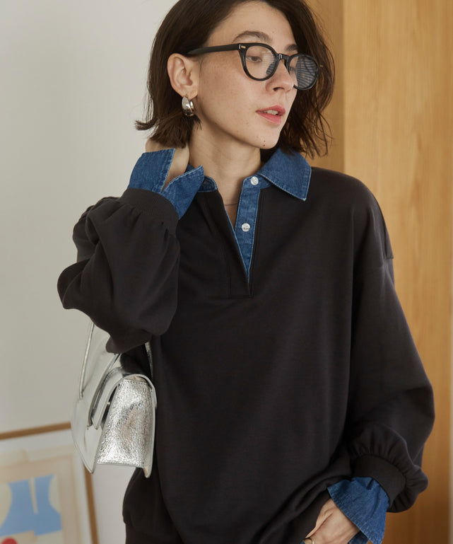 デニム襟スウェット