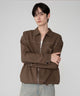 カラーステッチシャツジャケット/ブラウン モデル：180cm L着用