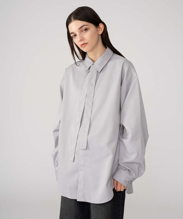 TRボウタイシャツ（LS）/グレー モデル：162cm 　M着用