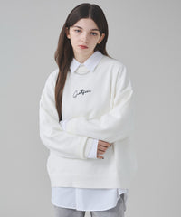 アクセ付きワンポイントニットプルオーバー