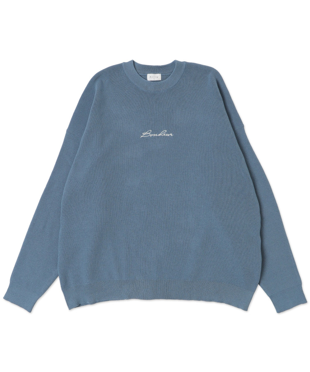 アクセ付きワンポイントニットプルオーバー