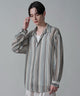 ストライプメッシュBIGシャツ（LS）/オフホワイト　モデル：180㎝　L着用