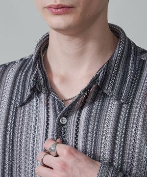 ストライプメッシュBIGシャツ（LS）