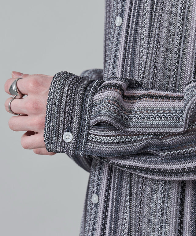 ストライプメッシュBIGシャツ（LS）