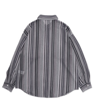 ストライプメッシュBIGシャツ（LS）
