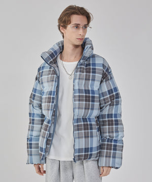 ブルーチェック１ モデル：178cm L着用