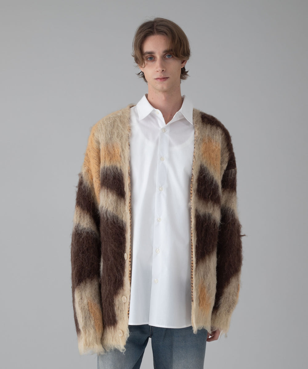 モヘアタッチパターンカーディガン