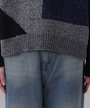 ベロアモールカラーブロックプルオーバー